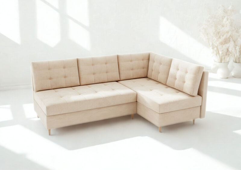 Beżowy narożnik rozkładany PREGO PRAWY SZYBKA REALIZACJA