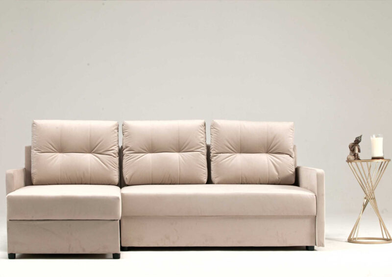 Beżowy narożnik z funkcją spania ARIA AUTOMAT DLA Sprężyny bonell