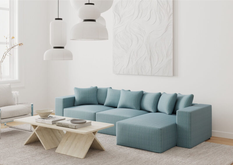 Duży narożnik industrialny z funkcją spania SAKURA PRAWY