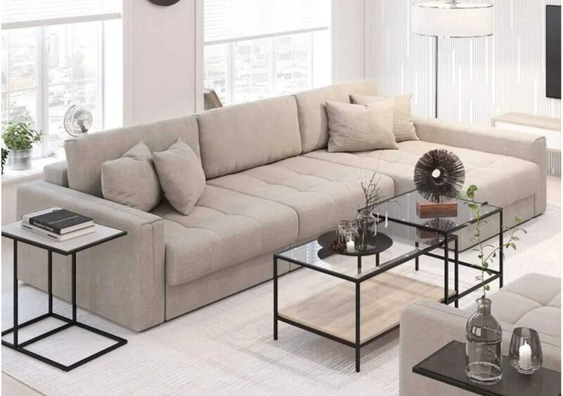 Duży narożnik pikowany modułowy rozkładany Vena Prawy