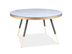 Elegancka srebrna ława z czarnym blatem NABIG