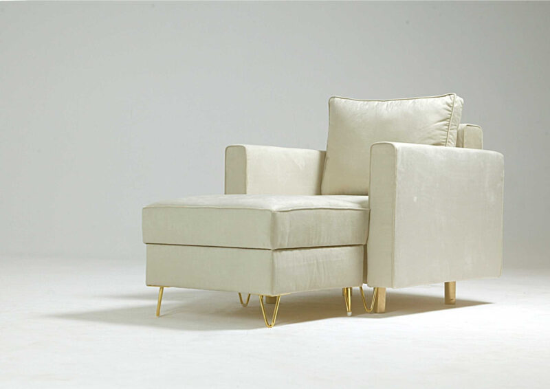 Fotel z funkcją spania na złotych nogach w stylu glamour DES