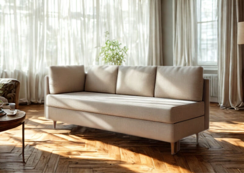 Lewa kanapa rozkładana w stylu skandynawskim PRATO