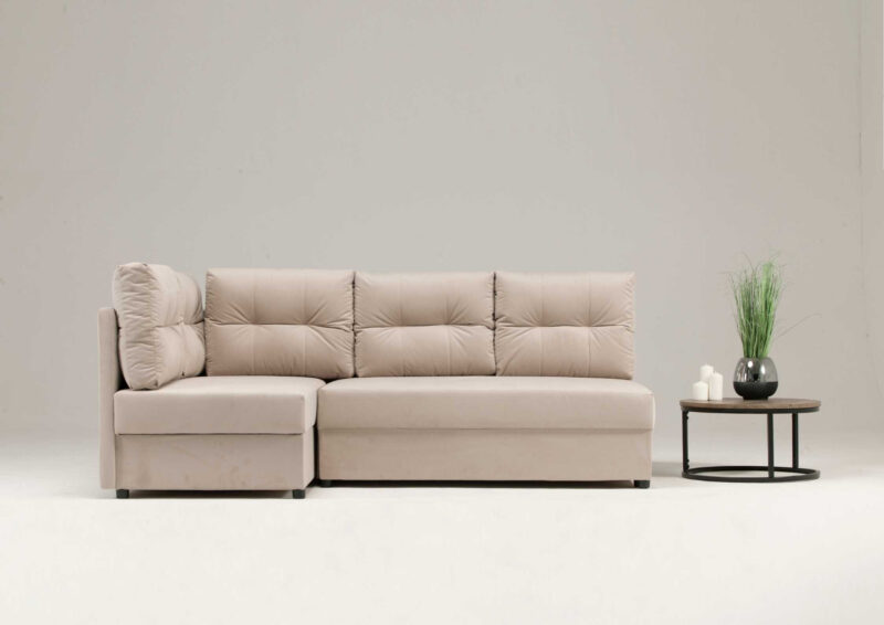 Lewa rogówka rozkładana z pikowanymi poduszkami MALA