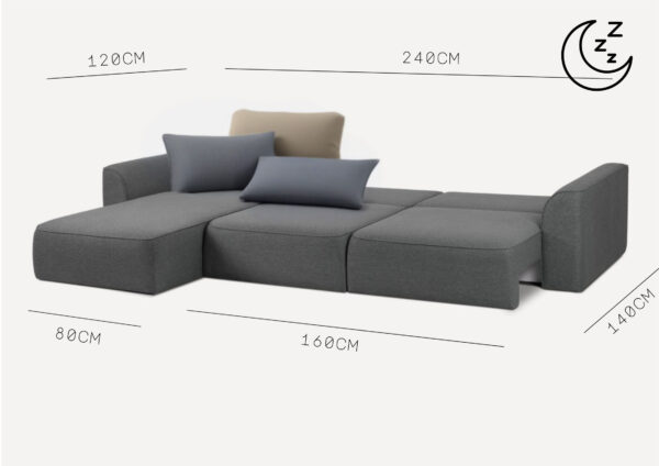 Lewy designerski narożnik rozkładany w stylu loft KOMA - obrazek 3
