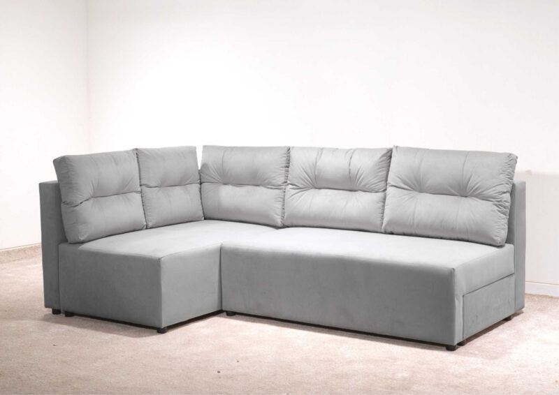 Lewy klasyczny narożnik rozkładany z pikowanymi poduszkami PONO L