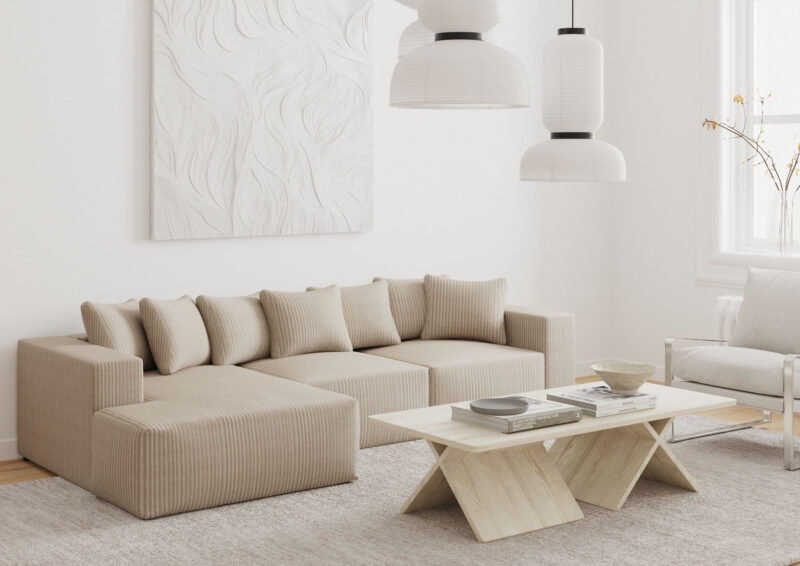 Lewy narożnik w stylu loft rozkładany ZEN