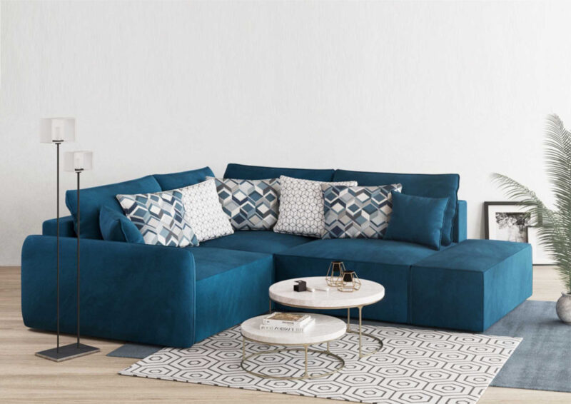 Lewy rozkładany narożnik Vinci 3 z pufą modułowy