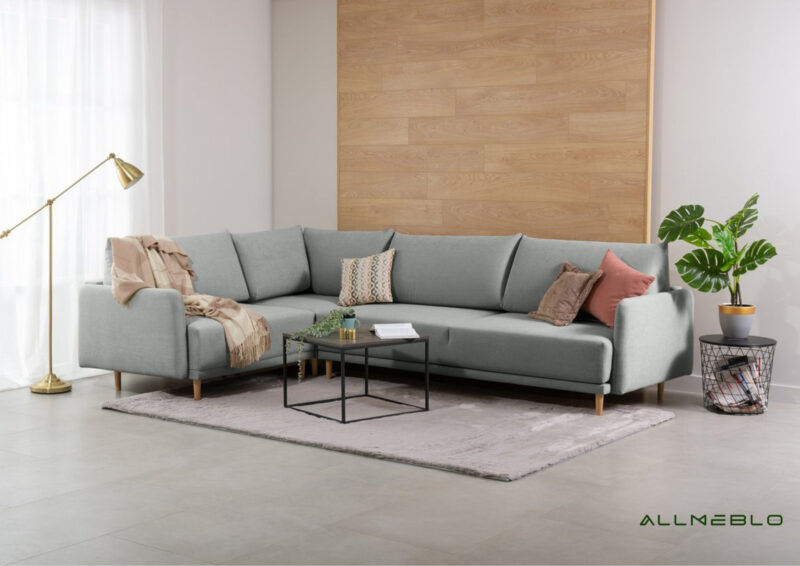 Lewy skandynawski narożnik z funkcją spania Tern na nóżkach