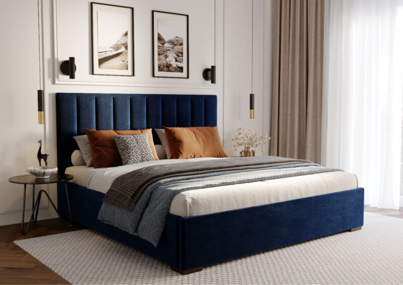 Łóżko tapicerowane NASEN 120x200cm zagłówek panelowy pionowy