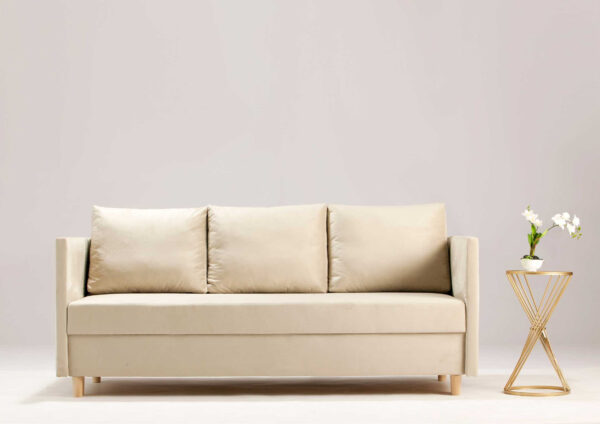 Mała sofa rozkładana LIMA na drewnianych nogach - obrazek 5