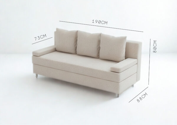 Mała sofa rozkładana na metalowych nogach HELIOS - obrazek 4