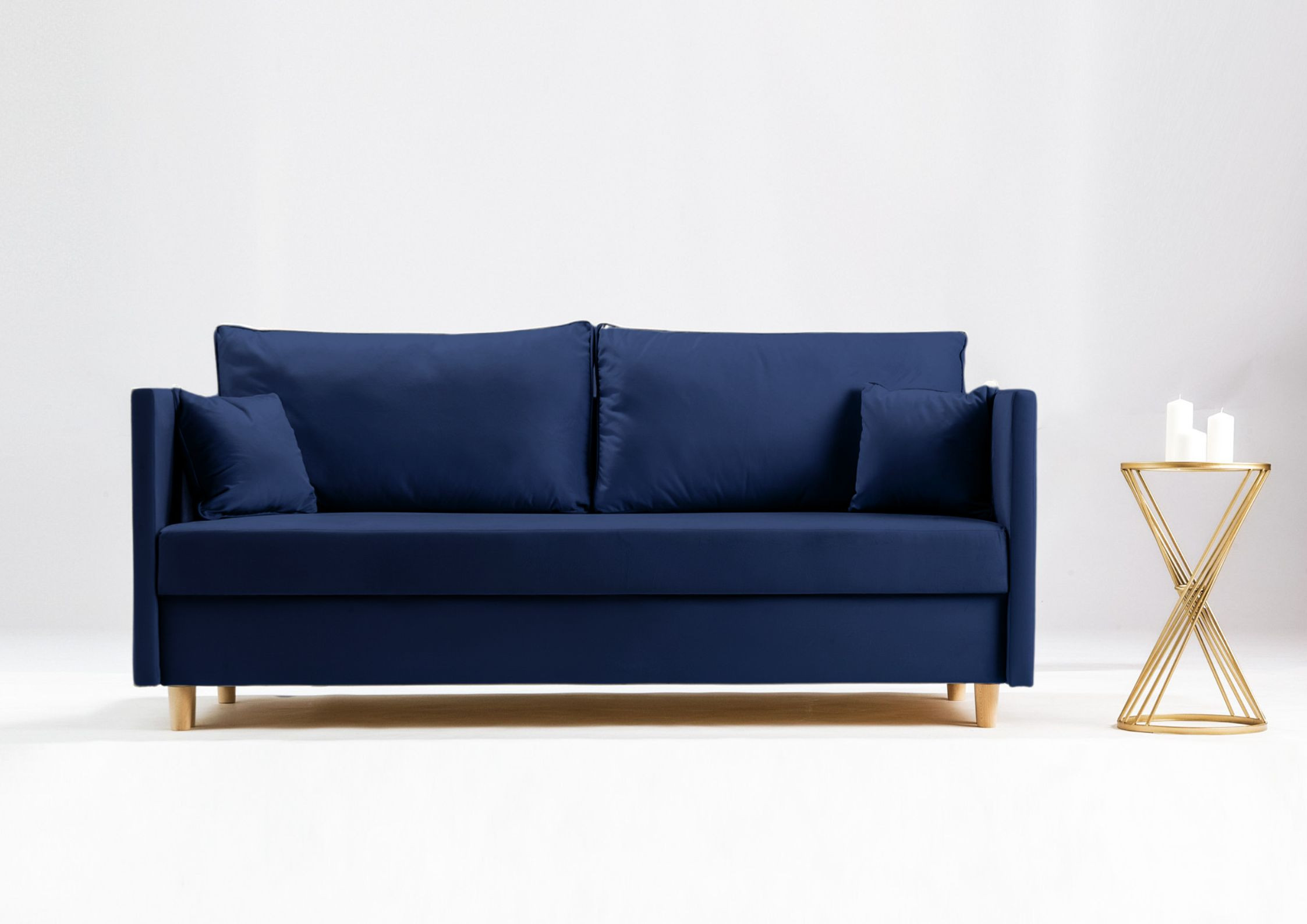 Mała sofa z funkcją spania SECCO na drewnianych nogach - obrazek 6