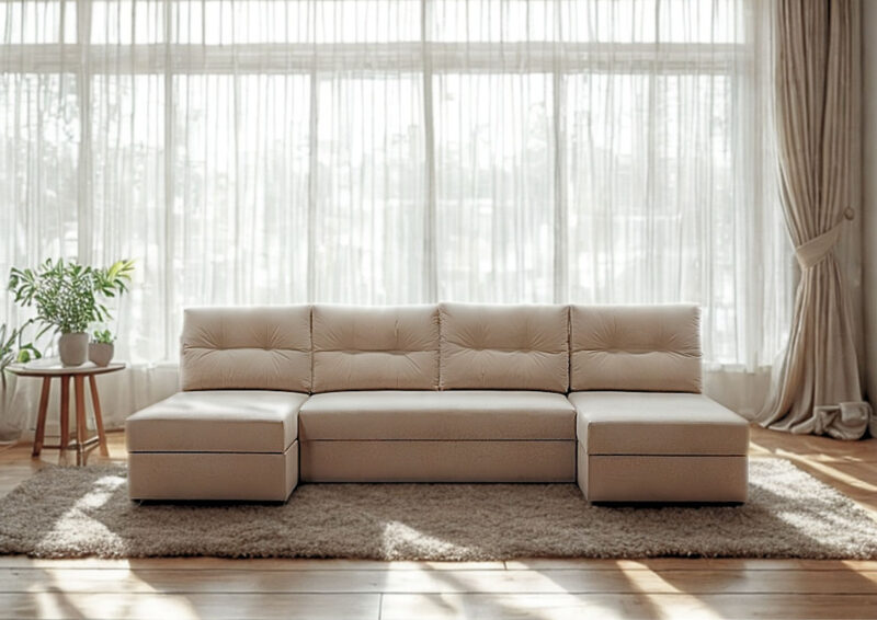 Narożnik z dużymi skrzyniami SKANDI U w kształcie U