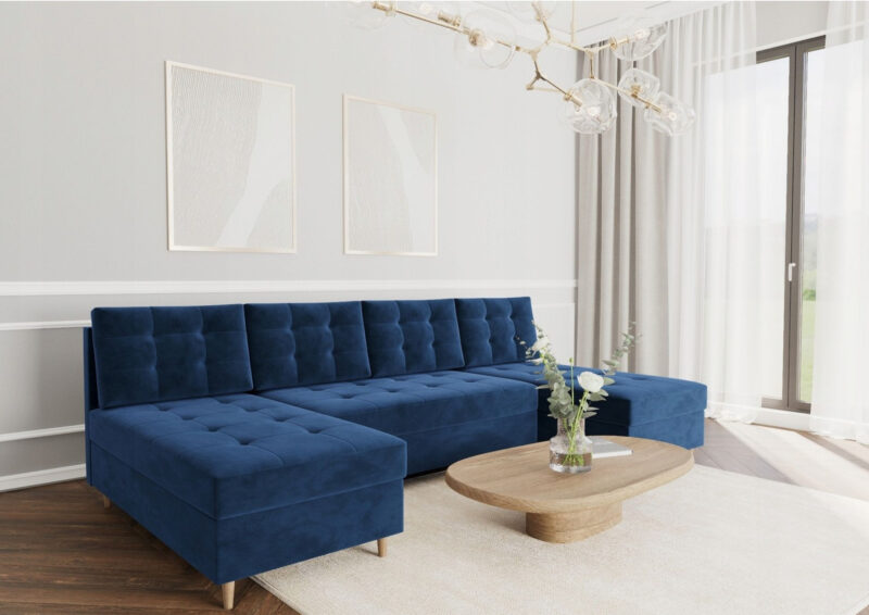 Pikowany narożnik w kształcie litery U z funkcją spania PERO U