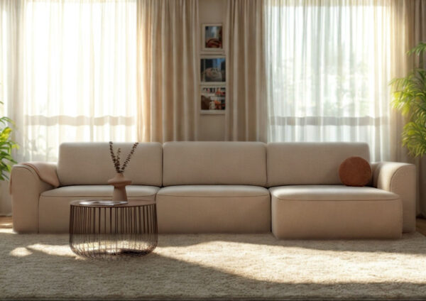 Prawy designerski narożnik rozkładany w stylu loft KOMA - obrazek 2