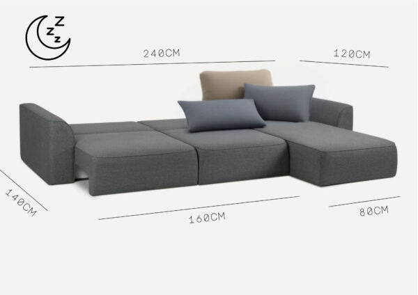 Prawy designerski narożnik rozkładany w stylu loft KOMA - obrazek 3