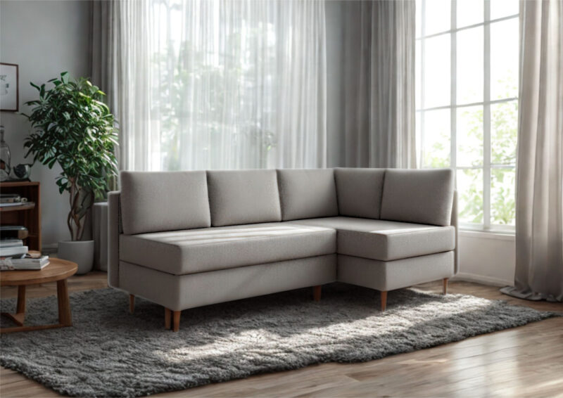 Prawy narożnik na drewnianych nogach PRATO rogówka rozkładana