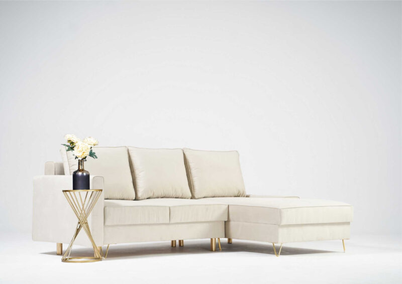 Prawy narożnik w stylu glamour złote nogi DES