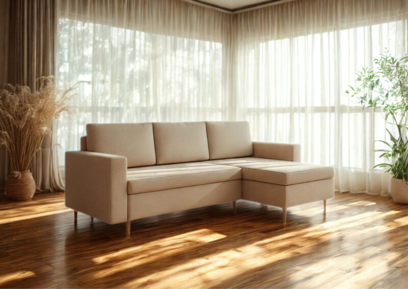 Skandynawska rogówka rozkładana z funkcją spania Bever kanapa narożna