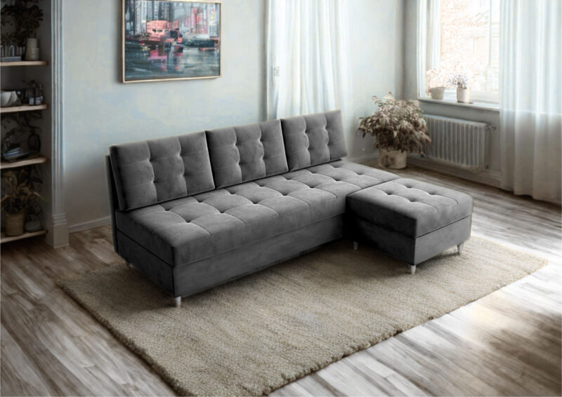 Zestaw sofa rozkładana z pufą Pero 190cm Sofonarożnik 190cm