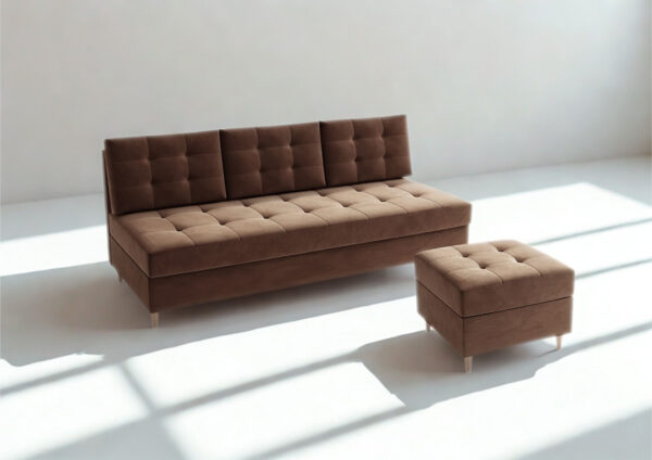 Zestaw sofa rozkładana z pufą Pero 190cm Sofonarożnik 190cm - obrazek 2