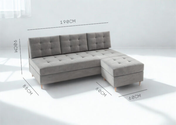 Zestaw sofa rozkładana z pufą Pero 190cm Sofonarożnik 190cm - obrazek 4