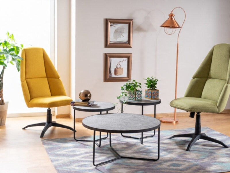 Zestaw 3 ław z betonowymi blatami TREMED ława w stylu loft