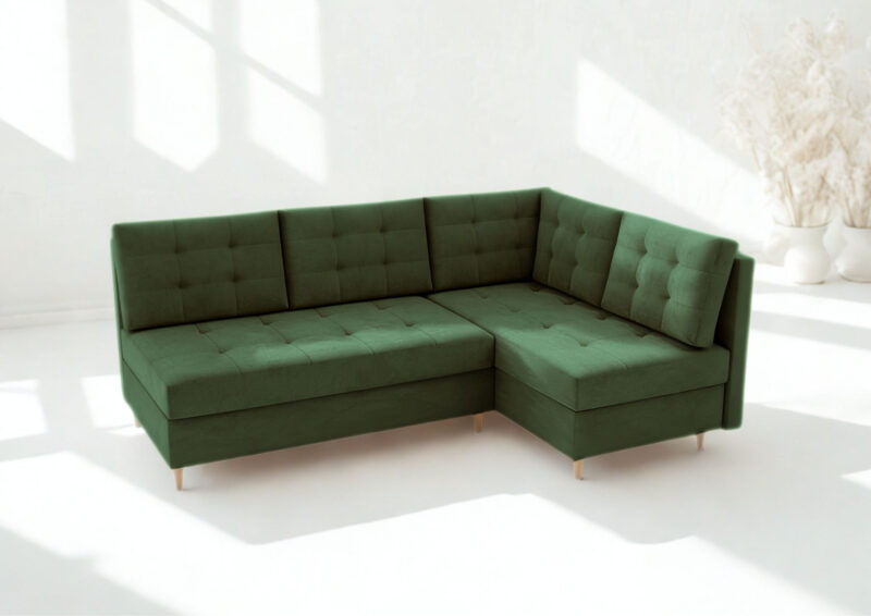 Zielony narożnik rozkładany PREGO PRAWY SZYBKA REALIZACJA