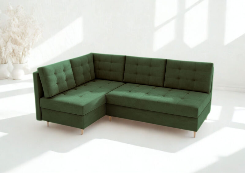 Zielony narożnik z funkcją spania PREGO LEWY SZYBKA REALIZACJA